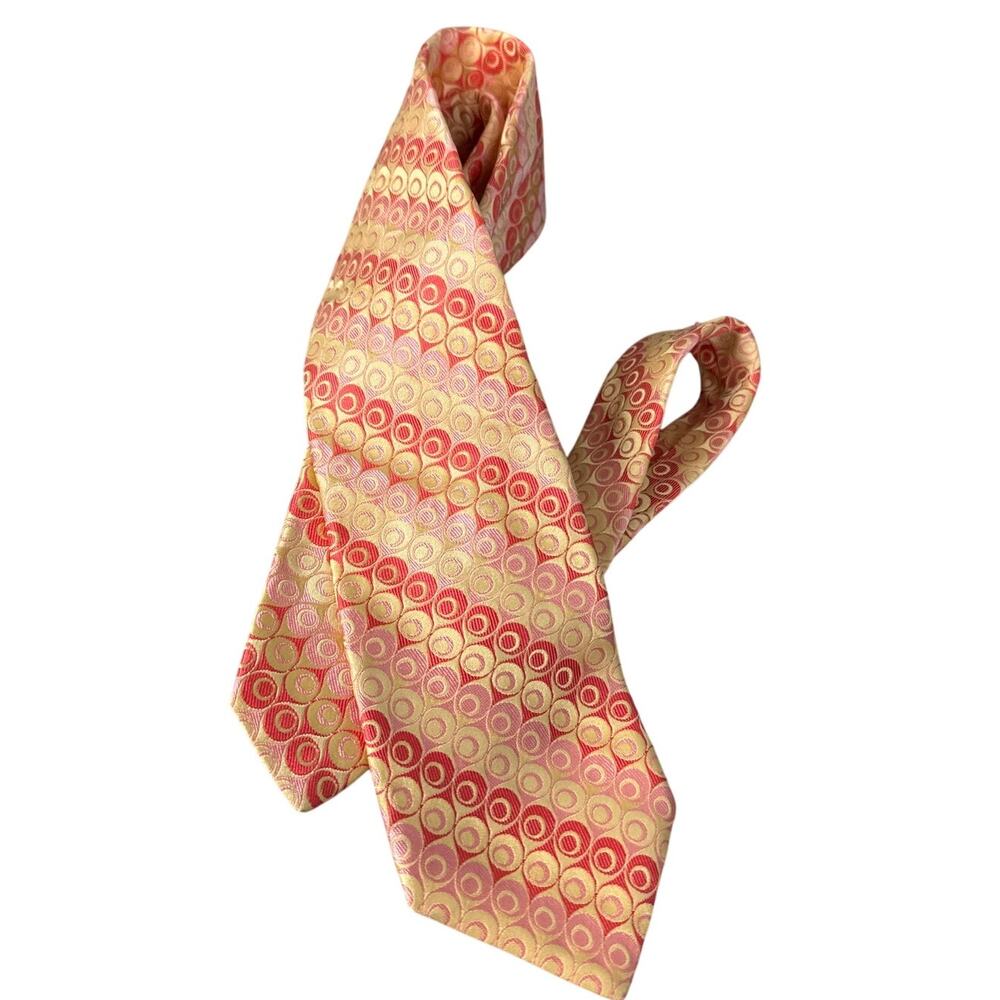 Ted Baker Hand Tailored Silk Tie Abstract Dot Yellow Orange Officecore Designer